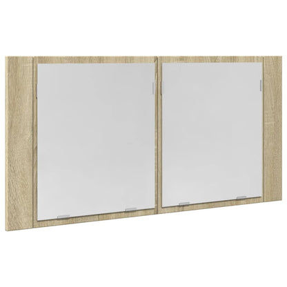 LED Mirror Cabinet Sonoma Oak 90x12x45 cm Engineered Wood