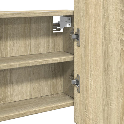 LED Mirror Cabinet Sonoma Oak 90x12x45 cm Engineered Wood