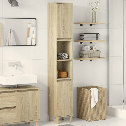 Bathroom Cabinet Sonoma Oak 30x30x190 cm Engineered Wood