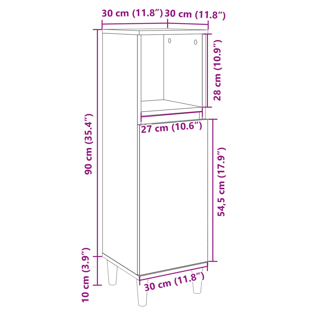 Bathroom Cabinet Sonoma Oak 30x30x100 cm Engineered Wood