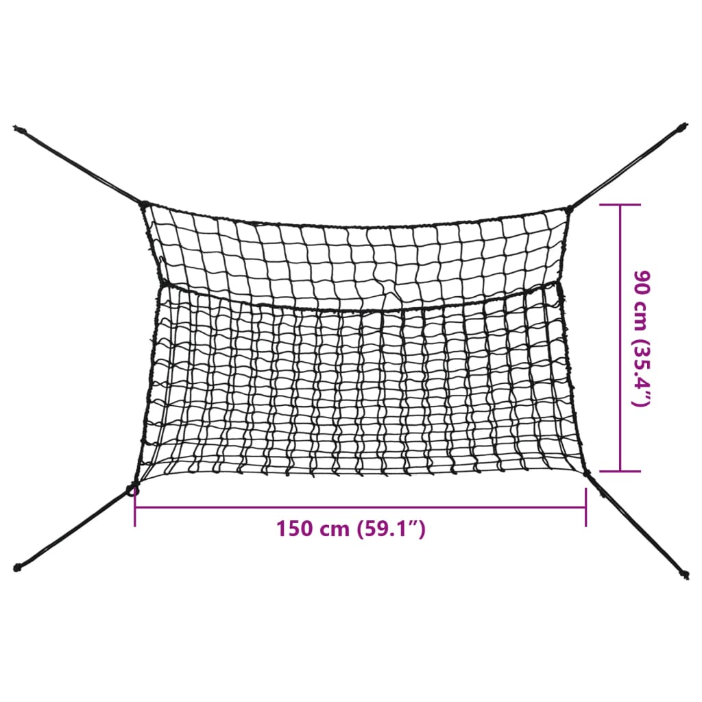 Hay Nets 2 pcs Rectangular Black 150x90 cm PP