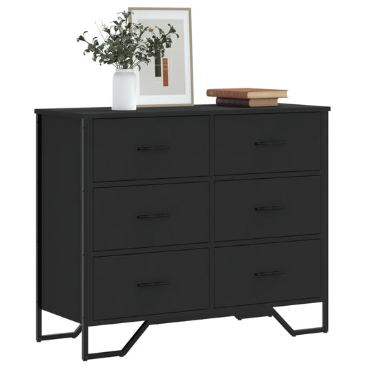 Chest of Drawers Black 91x35.5x74.5 cm Engineered wood