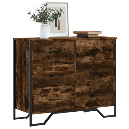 Chest of Drawers Smoked Oak 91x35.5x74.5 cm Engineered wood