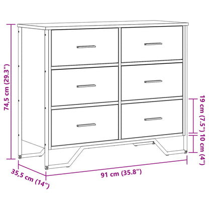 Chest of Drawers Brown Oak 91x35.5x74.5 cm Engineered wood