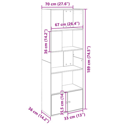 Bookcase Sonoma Oak 70x36x189 cm Engineered Wood