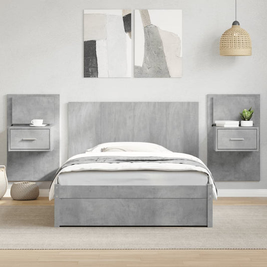 Bed Headboard with Cabinets Concrete Grey 120 cm Engineered Wood