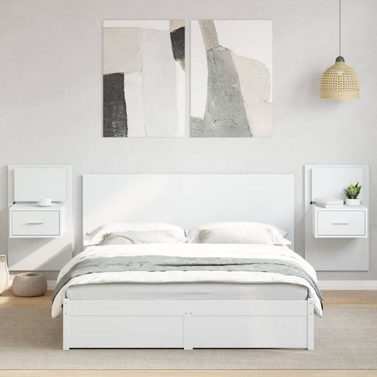 Bed Headboard with Cabinets White 160 cm Engineered Wood