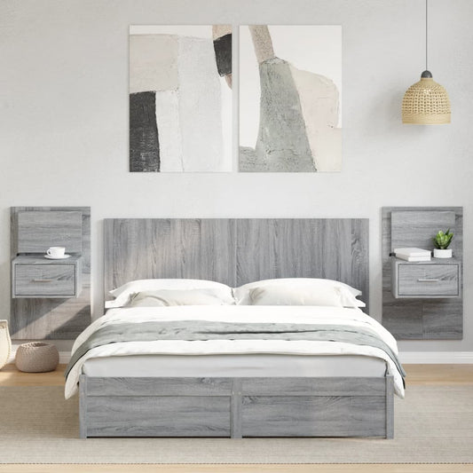 Bed Headboard with Cabinets Grey Sonoma 160 cm Engineered Wood