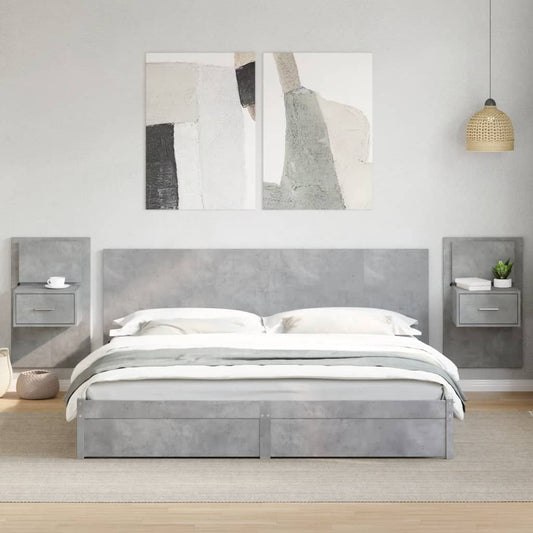 Bed Headboard with Cabinets Concrete Grey 200 cm Engineered Wood