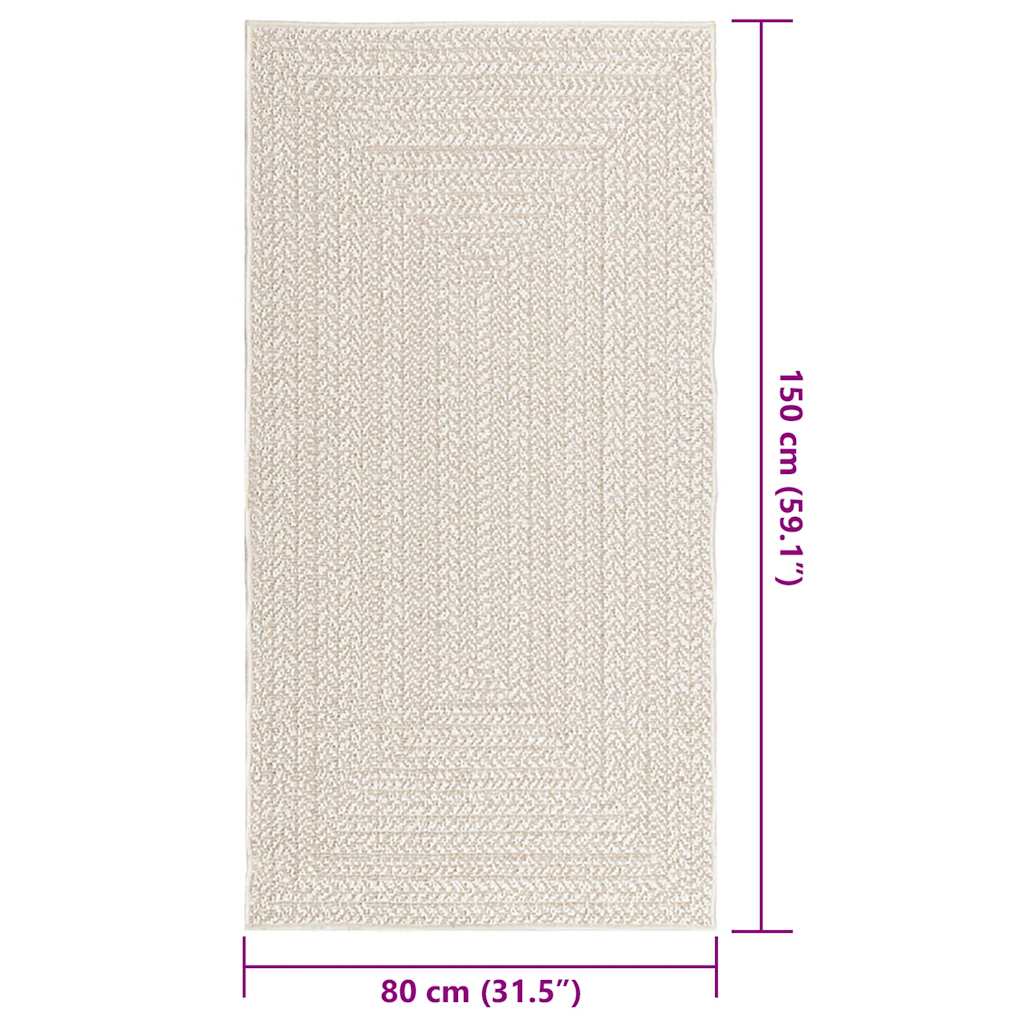 Rug ZIZUR Cream 80x150 cm Jute Look Indoor and Outdoor