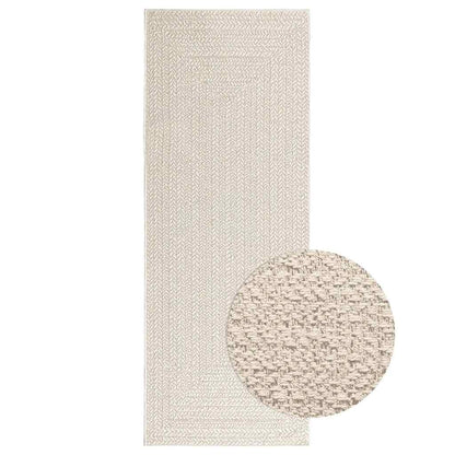 Rug ZIZUR Cream 80x200 cm Jute Look Indoor and Outdoor