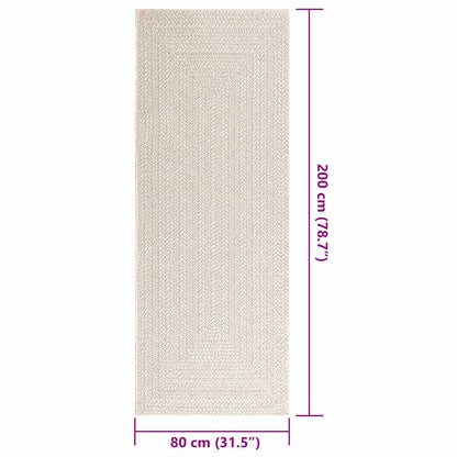 Rug ZIZUR Cream 80x200 cm Jute Look Indoor and Outdoor