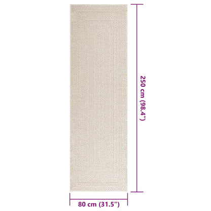 Rug ZIZUR Cream 80x250 cm Jute Look Indoor and Outdoor