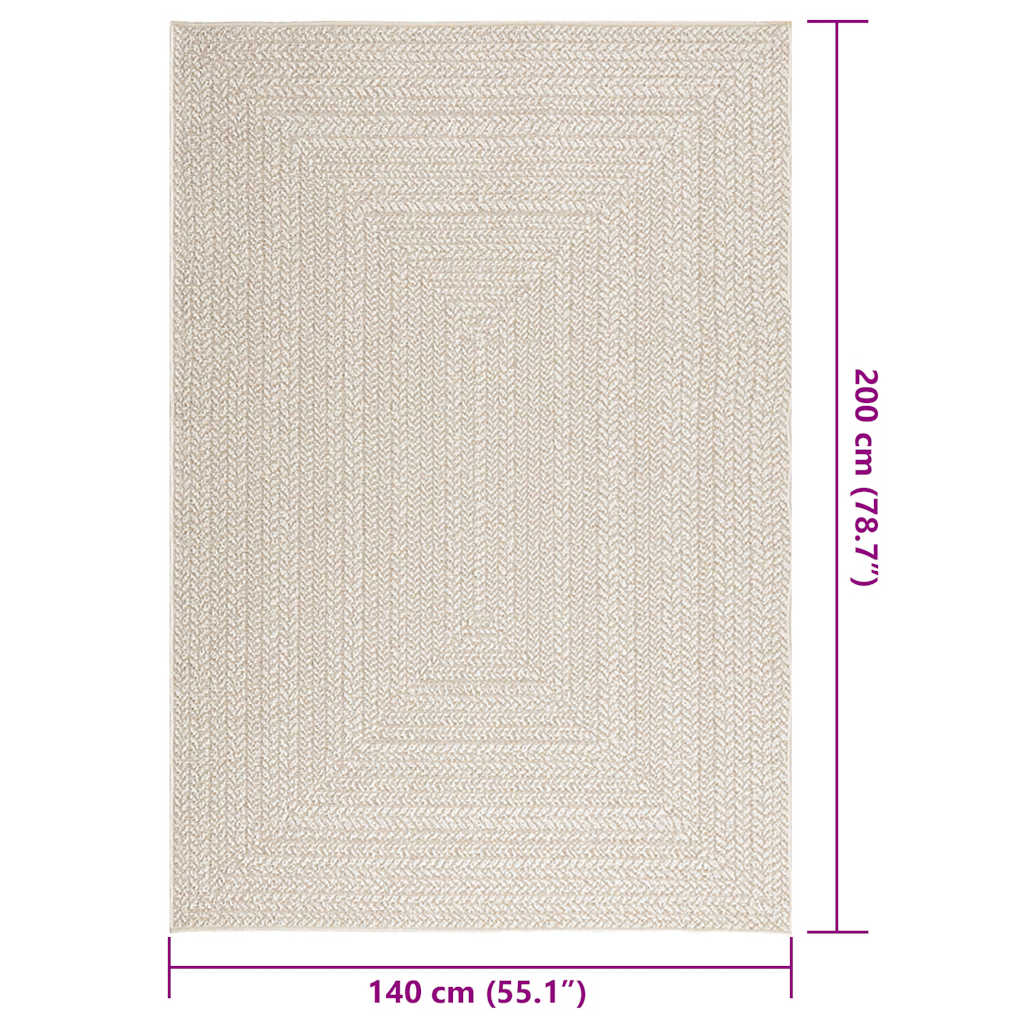 Rug ZIZUR Cream 140x200 cm Jute Look Indoor and Outdoor