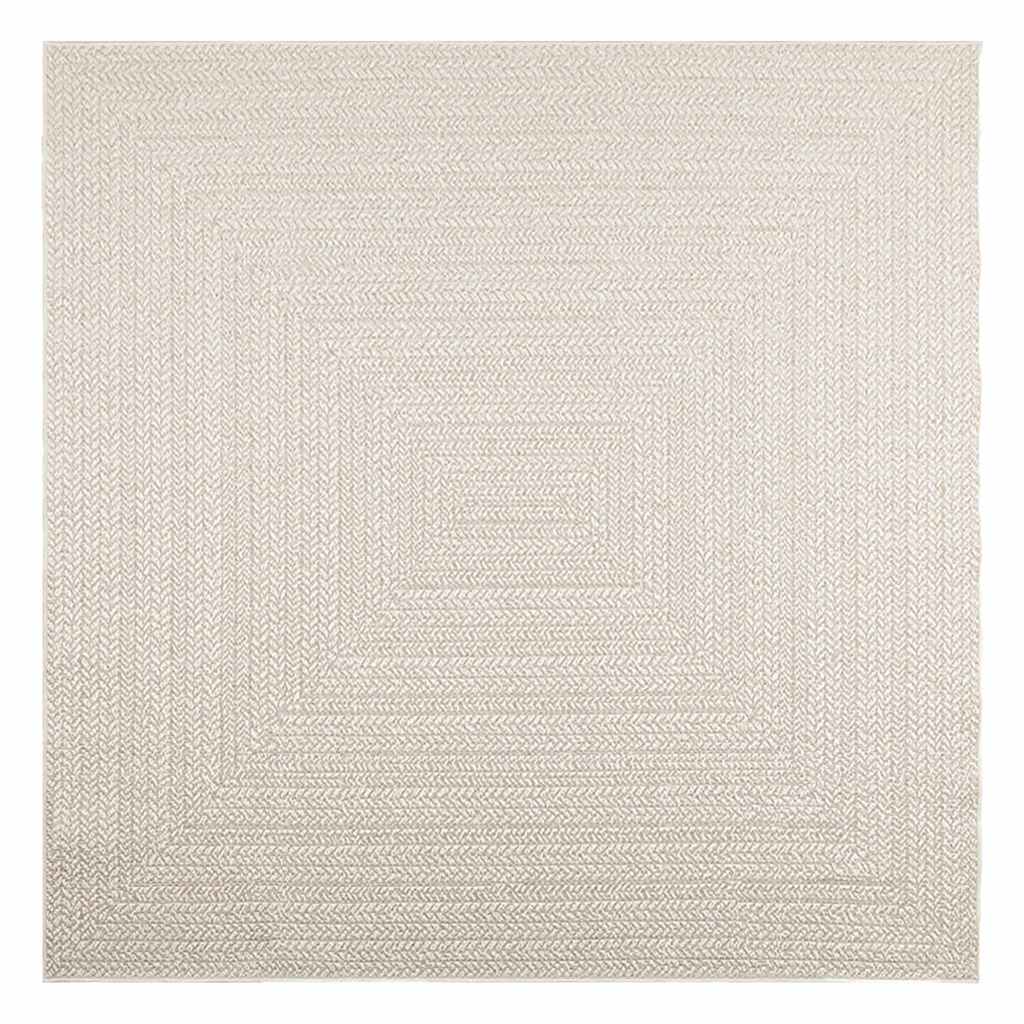 Rug ZIZUR Cream 200x200 cm Jute Look Indoor and Outdoor