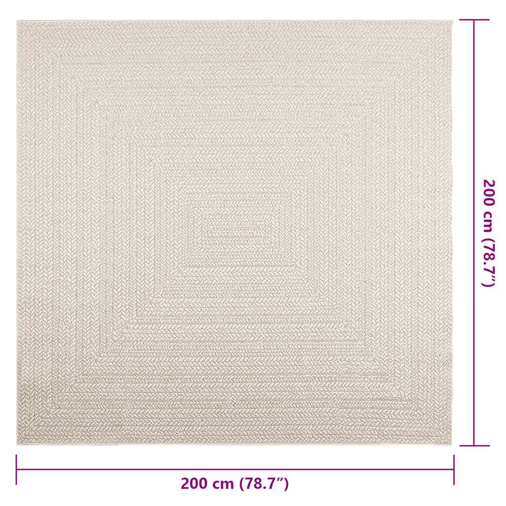 Rug ZIZUR Cream 200x200 cm Jute Look Indoor and Outdoor