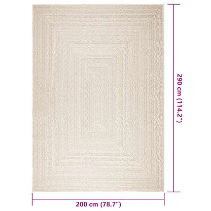 Rug ZIZUR Cream 200x290 cm Jute Look Indoor and Outdoor