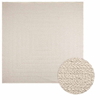 Rug ZIZUR Cream 240x240 cm Jute Look Indoor and Outdoor