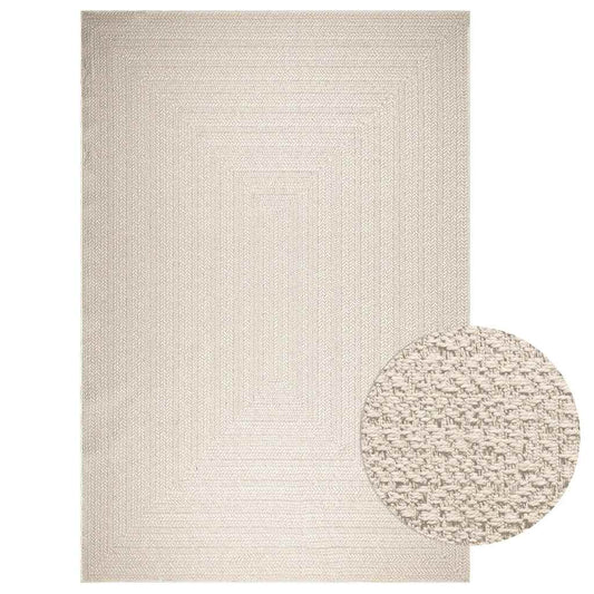 Rug ZIZUR Cream 240x340 cm Jute Look Indoor and Outdoor