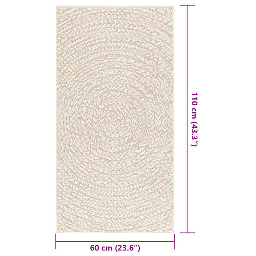 Rug ZIZUR Cream 60x110 cm Jute Look Indoor and Outdoor