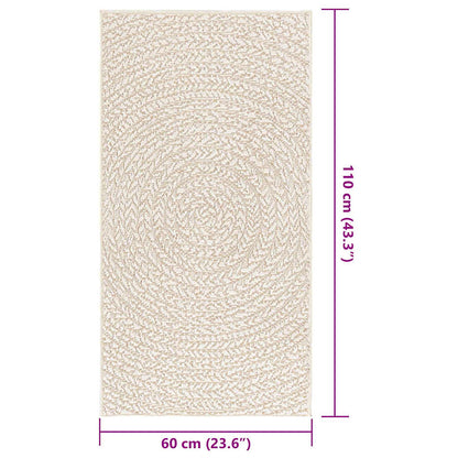 Rug ZIZUR Cream 60x110 cm Jute Look Indoor and Outdoor