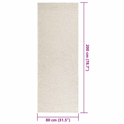 Rug ZIZUR Cream 80x200 cm Jute Look Indoor and Outdoor