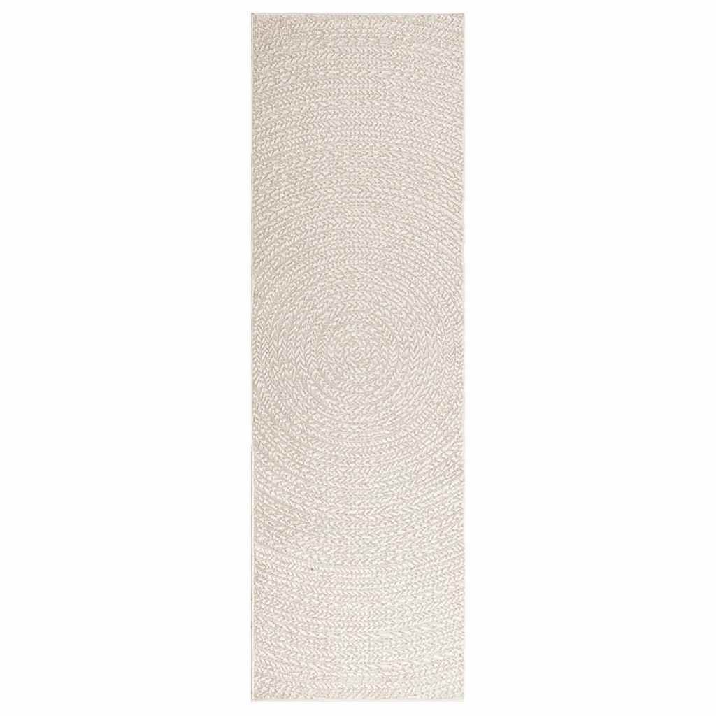 Rug ZIZUR Cream 80x250 cm Jute Look Indoor and Outdoor