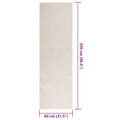 Rug ZIZUR Cream 80x250 cm Jute Look Indoor and Outdoor