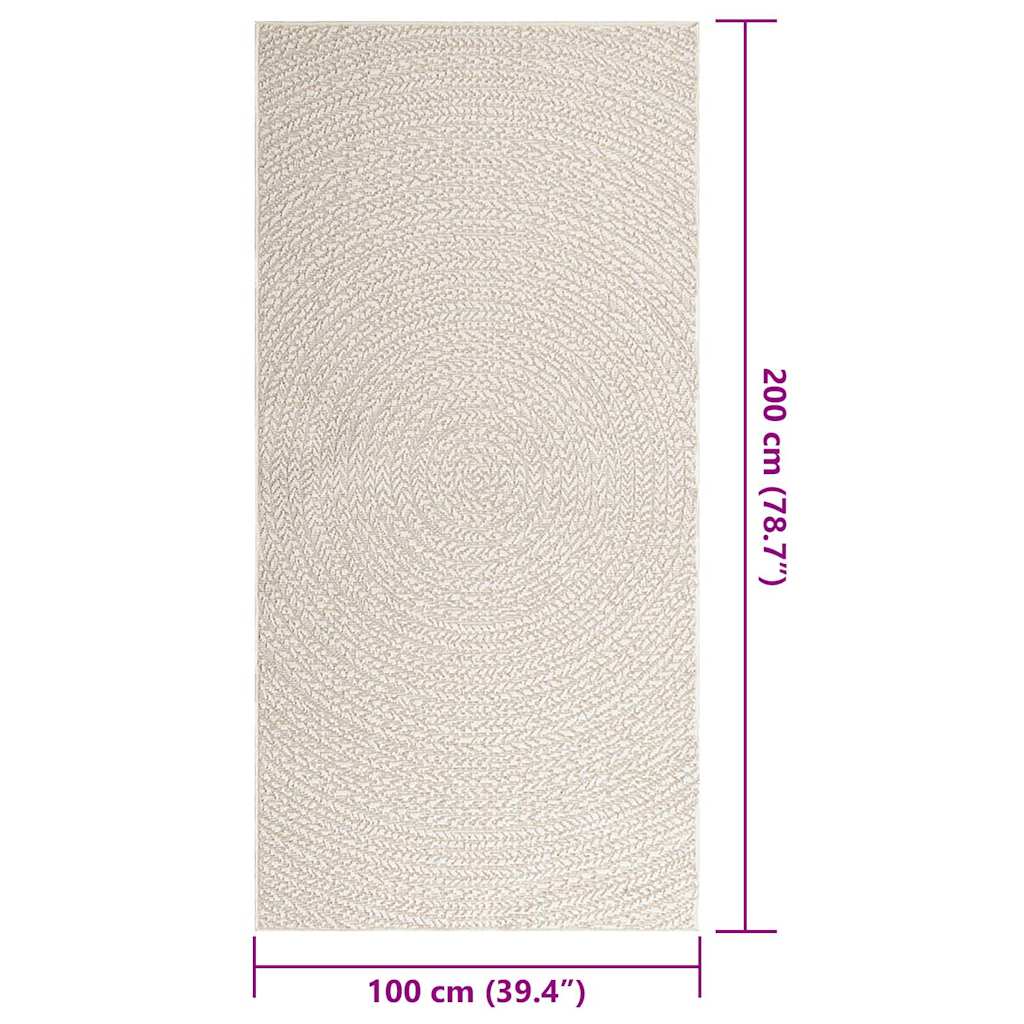 Rug ZIZUR Cream 100x200 cm Jute Look Indoor and Outdoor