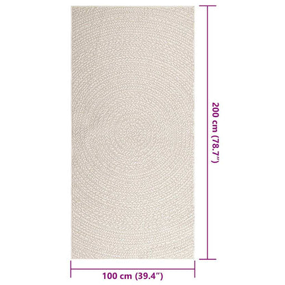 Rug ZIZUR Cream 100x200 cm Jute Look Indoor and Outdoor