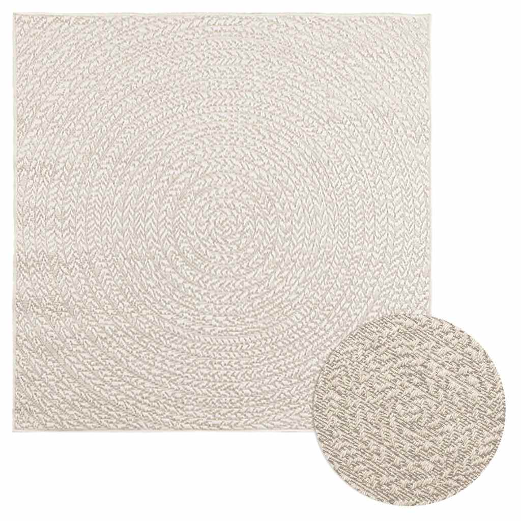 Rug ZIZUR Cream 120x120 cm Jute Look Indoor and Outdoor