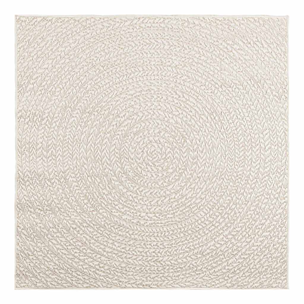 Rug ZIZUR Cream 120x120 cm Jute Look Indoor and Outdoor