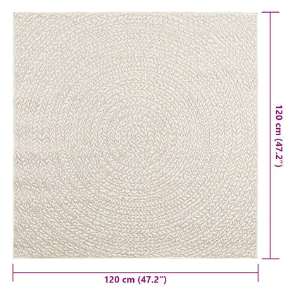 Rug ZIZUR Cream 120x120 cm Jute Look Indoor and Outdoor