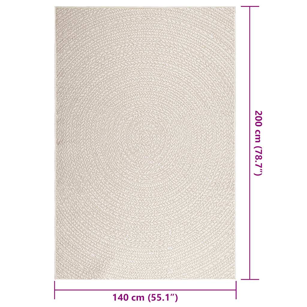 Rug ZIZUR Cream 140x200 cm Jute Look Indoor and Outdoor