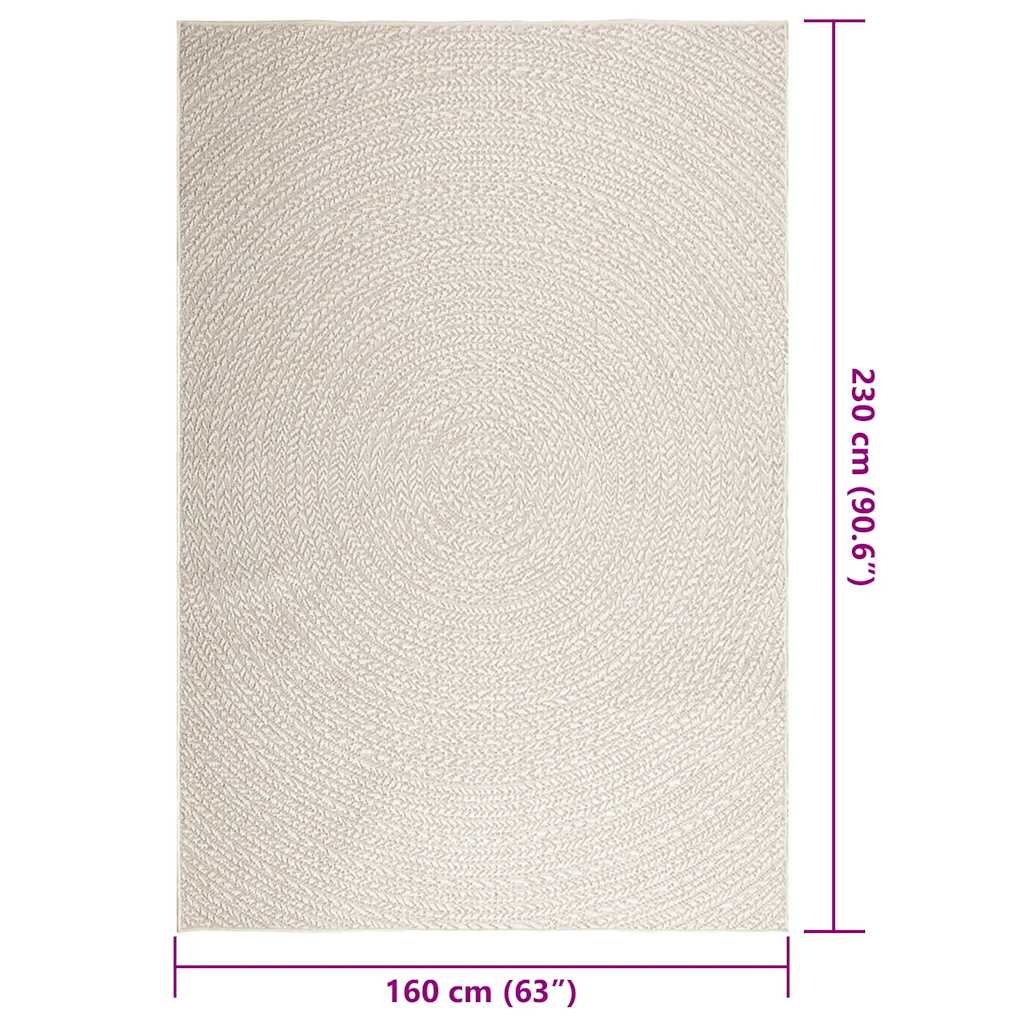 Rug ZIZUR Cream 160x230 cm Jute Look Indoor and Outdoor