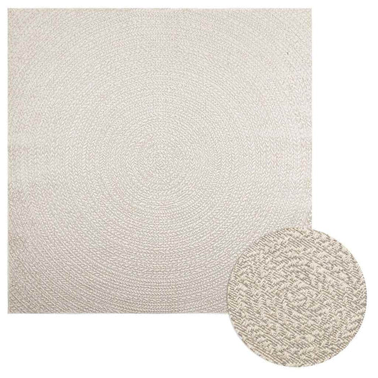 Rug ZIZUR Cream 200x200 cm Jute Look Indoor and Outdoor