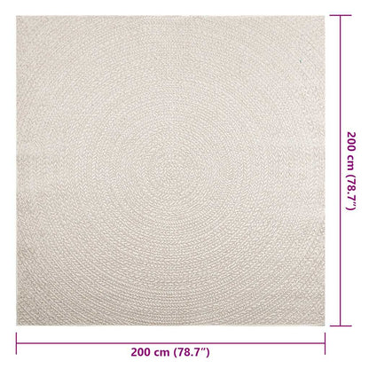 Rug ZIZUR Cream 200x200 cm Jute Look Indoor and Outdoor