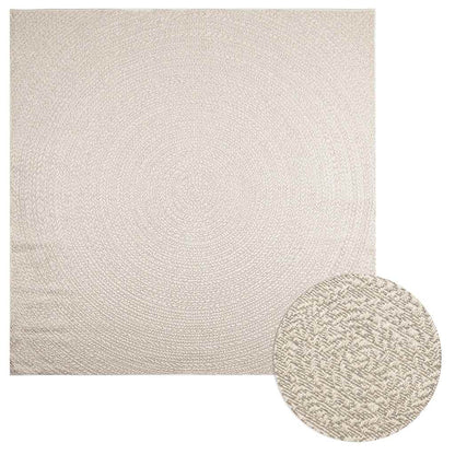 Rug ZIZUR Cream 240x240 cm Jute Look Indoor and Outdoor