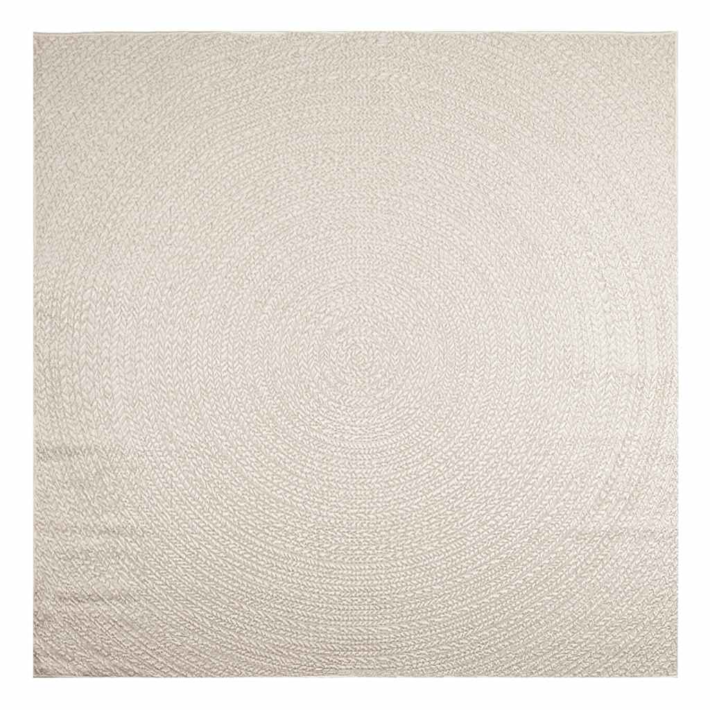 Rug ZIZUR Cream 240x240 cm Jute Look Indoor and Outdoor