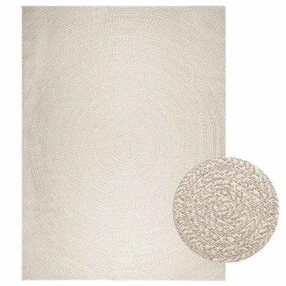 Rug ZIZUR Cream 240x340 cm Jute Look Indoor and Outdoor