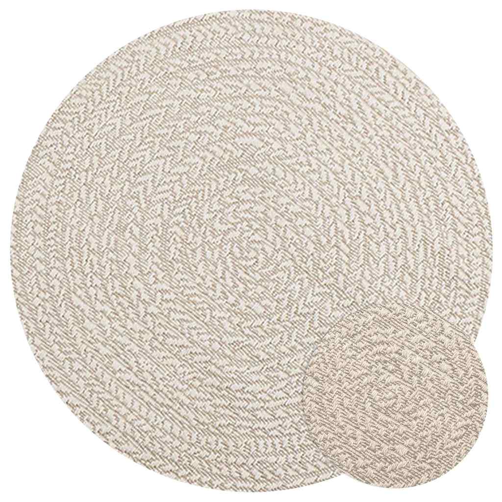 Rug ZIZUR Cream Ø 90 cm Jute Look Indoor and Outdoor