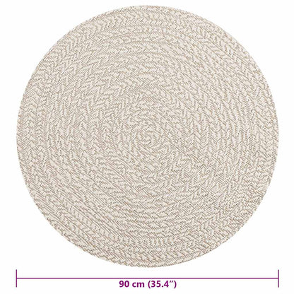 Rug ZIZUR Cream Ø 90 cm Jute Look Indoor and Outdoor