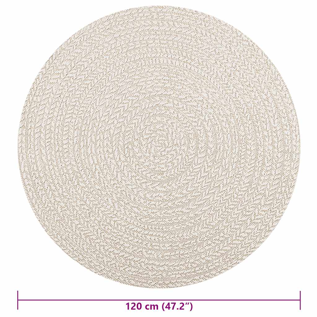 Rug ZIZUR Cream Ø 120 cm Jute Look Indoor and Outdoor