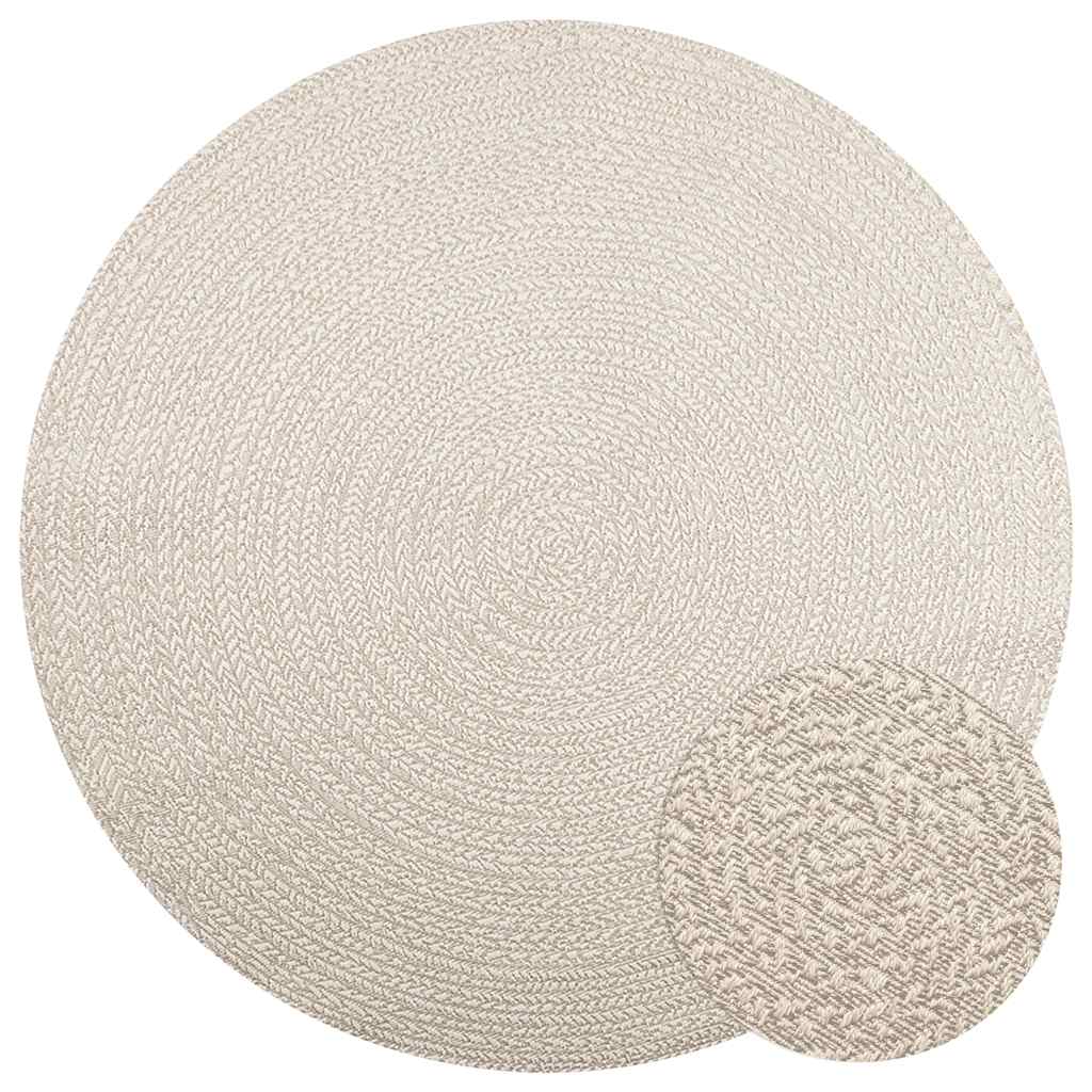 Rug ZIZUR Cream Ø 200 cm Jute Look Indoor and Outdoor