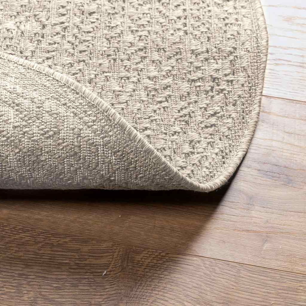 Rug ZIZUR Cream Ø 200 cm Jute Look Indoor and Outdoor