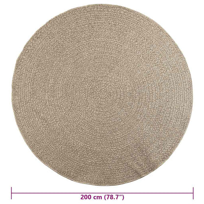 Rug ZIZUR Beige Ø 200 cm Jute Look Indoor and Outdoor