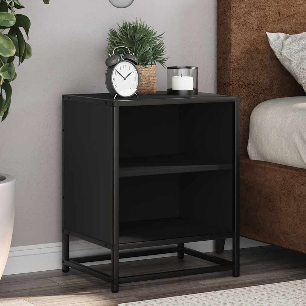 Bedside Cabinet Black 40x31x50 cm Engineered Wood and Metal