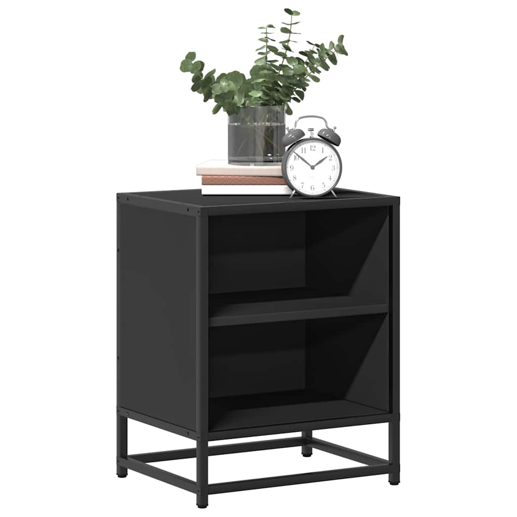 Bedside Cabinet Black 40x31x50 cm Engineered Wood and Metal