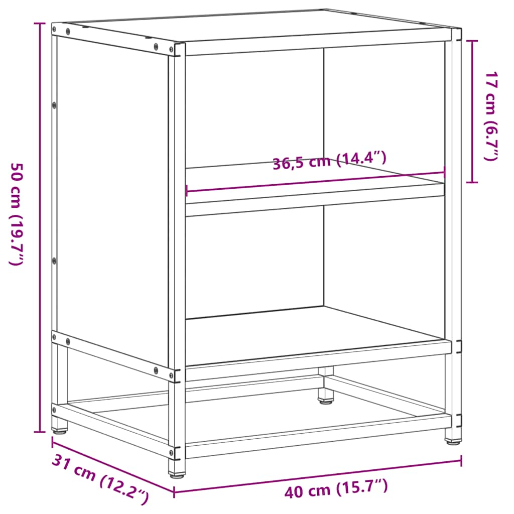 Bedside Cabinet Black 40x31x50 cm Engineered Wood and Metal