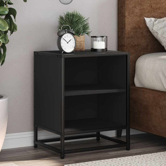 Bedside Cabinet Black 40x31x50 cm Engineered Wood and Metal